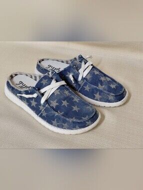 Gypsy Jazz Denim Star-Print Casual Loafers Womens Size 7.5